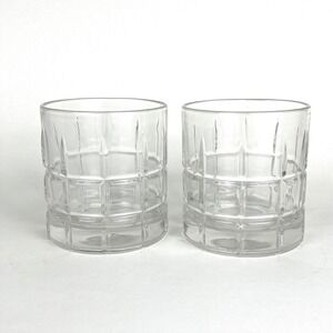 MCM Vintage Two Anchor Hocking Manchester Old Fashion Tartan Rocks Glasses
